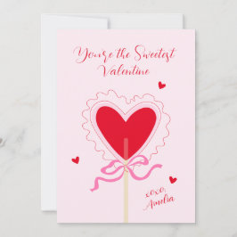 Hart Lollypop Strik XOXO Zoetste Valentijnsliefde Feestdagenkaart