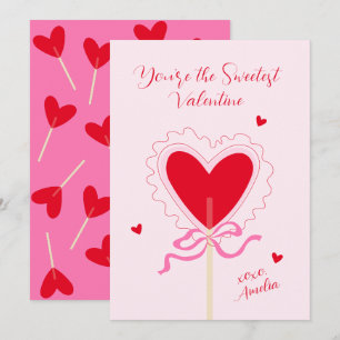 Hart Lollypop Strik XOXO Zoetste Valentijnsliefde Feestdagenkaart