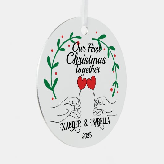 Hart lolly's eerste kerst samen metalen ornament (Voorkant Rechts)