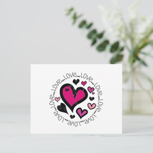 Hart Love Love Briefkaart (Staand voorkant)