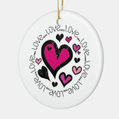 Hart Love Love Love Keramisch Ornament (Links)