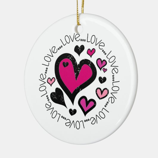 Hart Love Love Love Keramisch Ornament (Links)
