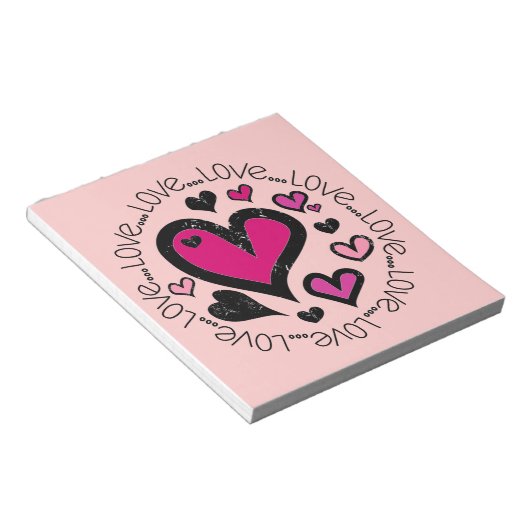 Hart Love Love Love Notitieblok (Schuin)