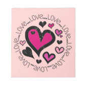 Hart Love Love Love Notitieblok (Voorkant)