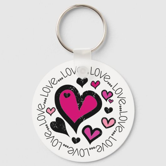 Hart Love Love Love Sleutelhanger (Voorkant)