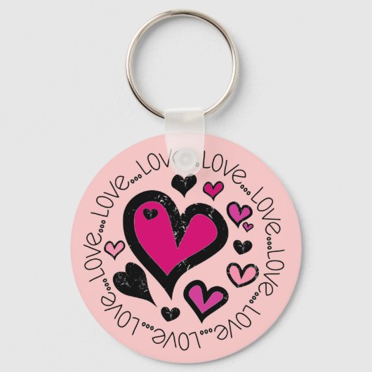 Hart Love Love Love Sleutelhanger (Voorkant)
