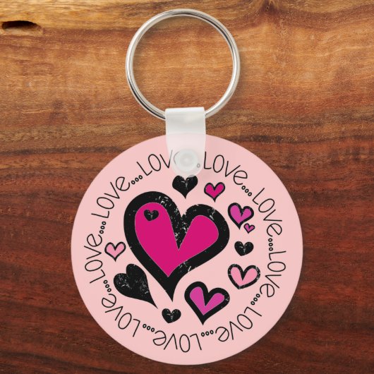 Hart Love Love Love Sleutelhanger (Voorkant)