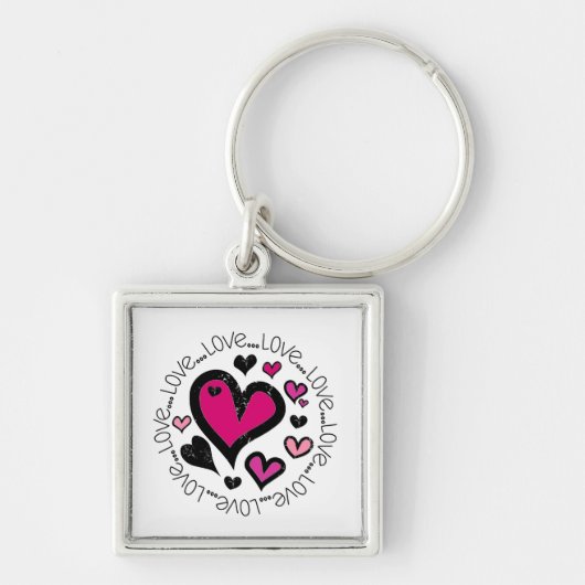 Hart Love Love Love Sleutelhanger (Voorkant)