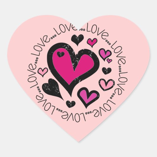 Hart Love Love Love Sticker (Voorkant)