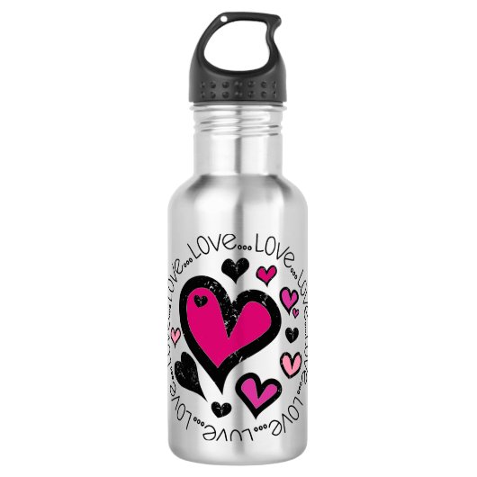 Hart Love Love Love Waterfles (Voorkant)
