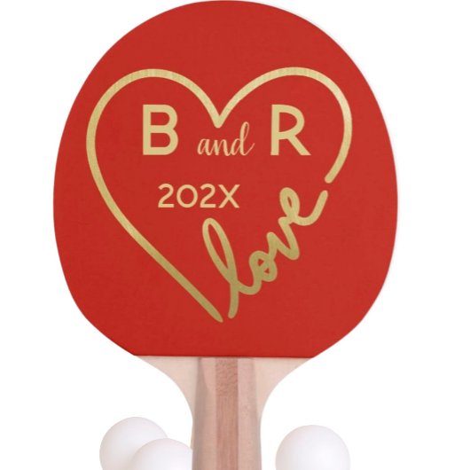 Hart Love Monogrammen/Initiaal Year Tafeltennisbatje
