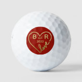 Hart Love Monogrammen/Initialen Year Golfballen (Voorkant)