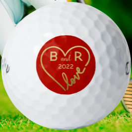 Hart Love Monogrammen/Initialen Year Golfballen