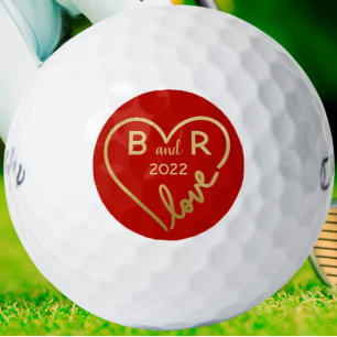 Hart Love Monogrammen/Initialen Year Golfballen