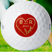 Hart Love Monogrammen/Initialen Year Golfballen