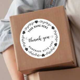 Hart Maak Je Eigen Thuisgemaakte Met Liefde Dankje Ronde Sticker