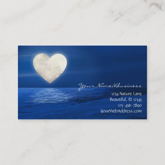Hart Maan Over Water Met Sneeuw Overdekt Strand Visitekaartje (Achterkant)