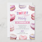 Hart Macaron Verjaardag Nodig Sweet Celebration ui Kaart (Voorkant)