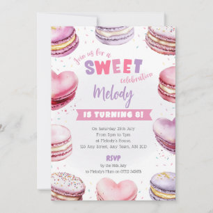 Hart Macaron Verjaardagsuitnodiging Zoete Viering Kaart