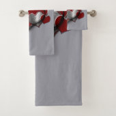 Hart Magie Zilver Grijs Badkamer Handdoek Set (Insitu)
