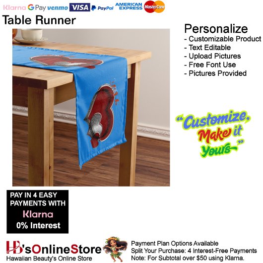 Hart Magisch Blauw Tafelloper Huishoudlinnen