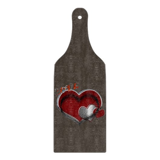 Hart Magisch Bruin Glas Snijplank Paddle (Voorkant)
