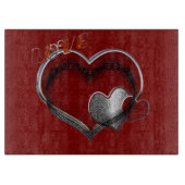 Hart Magisch Glas Snijplank Rode Achtergrond (Voorkant)