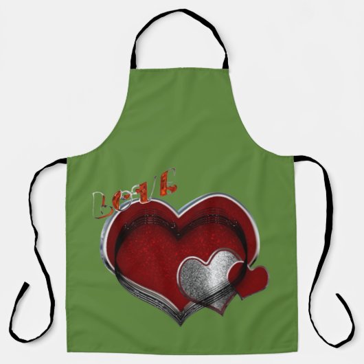 Hart Magisch Groen Groot Schort (Voorkant)