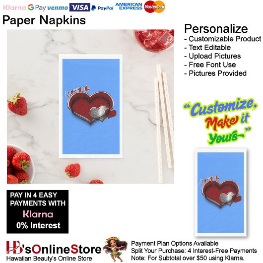 Hart Magisch Licht Blauw Papier Servet Gastenhandd