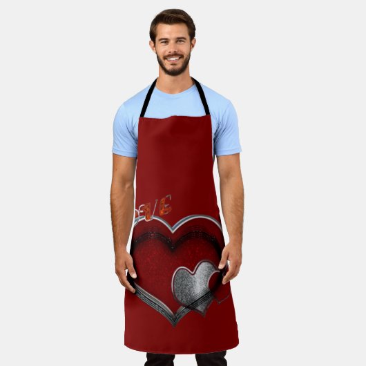 Hart Magisch Rood Groot Schort (Gedragen)