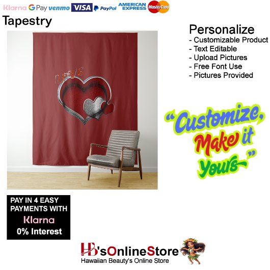 Hart Magisch Rood Zakelijk Tapijt Extra-Large Wandkleed