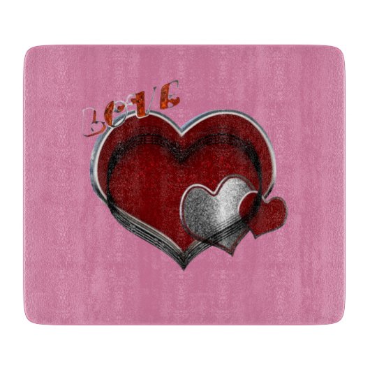 Hart Magisch Roze Glas Snijplank 15.2x17.8cm (Voorkant)