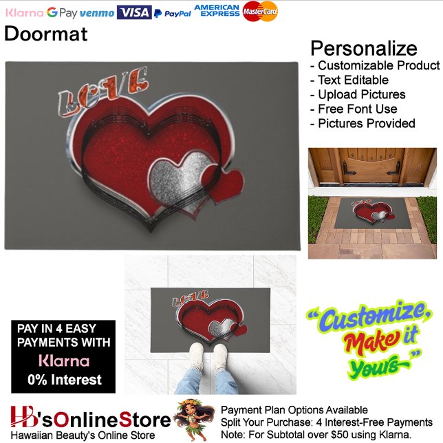 Hart Magische Deurmat met Houtskool Achtergrond (Heart Magic Door Mat with Charcoal Background.)