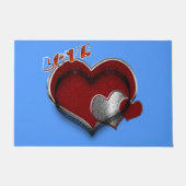 Hart Magische Deurmat met Lichtblauwe Achtergrond (Voorkant)