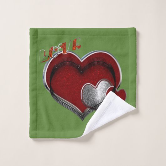 Hart Magische Groene Badkamer Handdoek Set (Wasdoekje)