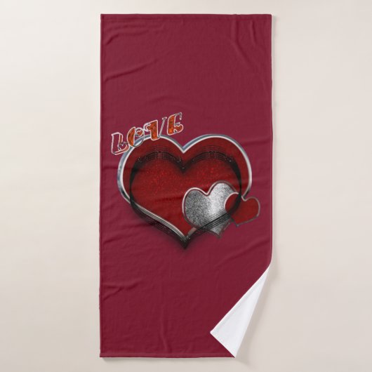 Hart Magische Maroon Badkamer Handdoek Set (Badhanddoek)