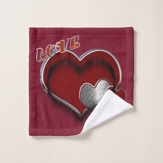 Hart Magische Maroon Badkamer Handdoek Set (Wasdoekje)