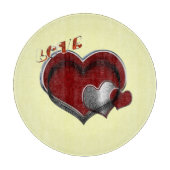 Hart Magische Ronde Gele Glas Snijplank (Voorkant)