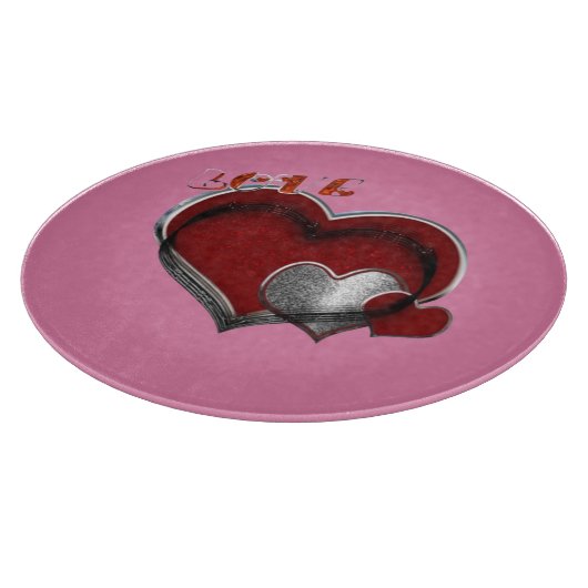 Hart Magische Ronde Roze Glas Snijplank 30.4 cm (Hoek)
