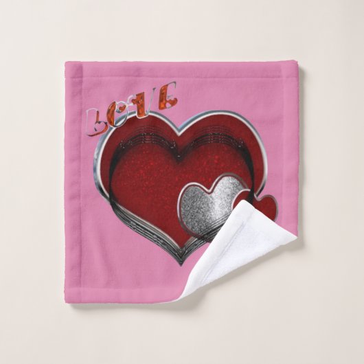 Hart Magische Roze Badkamer Handdoek Set (Wasdoekje)