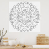 Hart Mandala Kleurplaat met Bloemmotief Poster (Keuken)