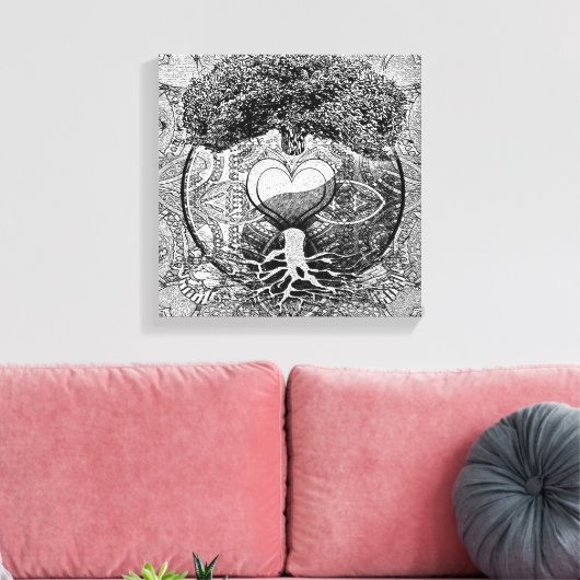 Hart Mandala Levensboom Canvas Afdruk (Insitu (Woonkamer))