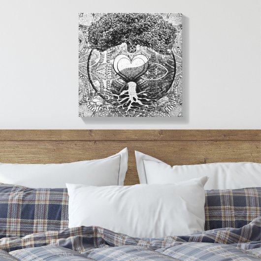 Hart Mandala Levensboom Canvas Afdruk (Insitu (Slaapkamer))