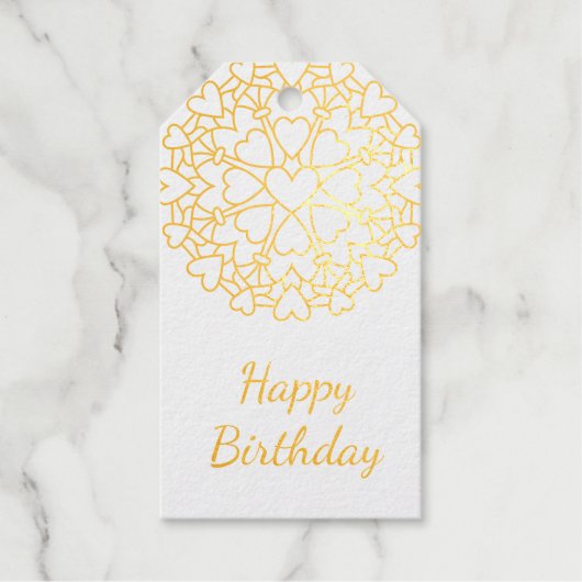 Hart Mandala Verjaardag Cadeaulabels (Voorkant)