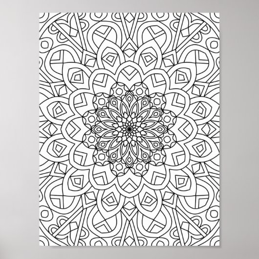 Hart Mandala Volwassen Kleuren Doodle Kleur Dit Poster (Voorkant)
