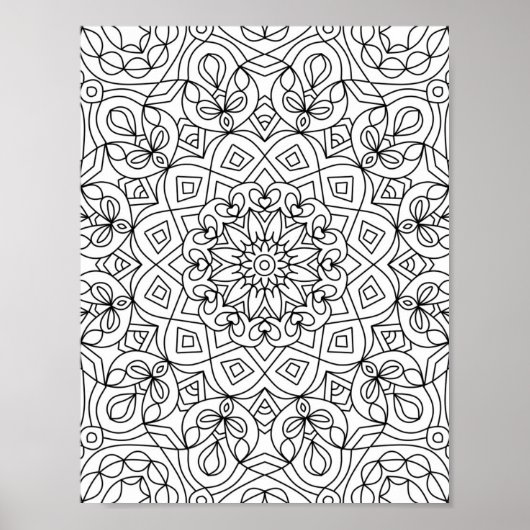 Hart Mandala Volwassen Kleuren Doodle Kleur Dit Poster (Voorkant)