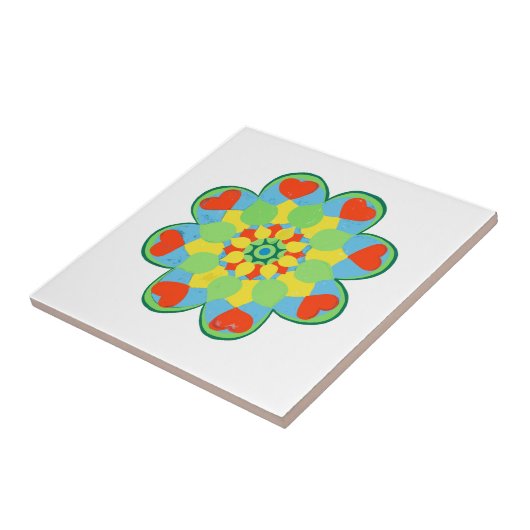 Hart Mandala Waterverf Tegeltje (Zijkant)