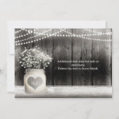 Hart Mason Jar & Baby's Breath Rustic Invitations Kaart (Achterkant)