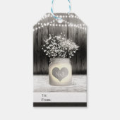 Hart Mason Jar & Baby's Breath Rustieke Bruiloft Cadeaulabel (Voorkant)
