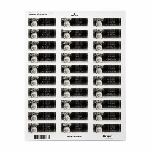 Hart Mason Jar & Baby's Breath Rustieke Bruiloft Etiket (Full Sheet)